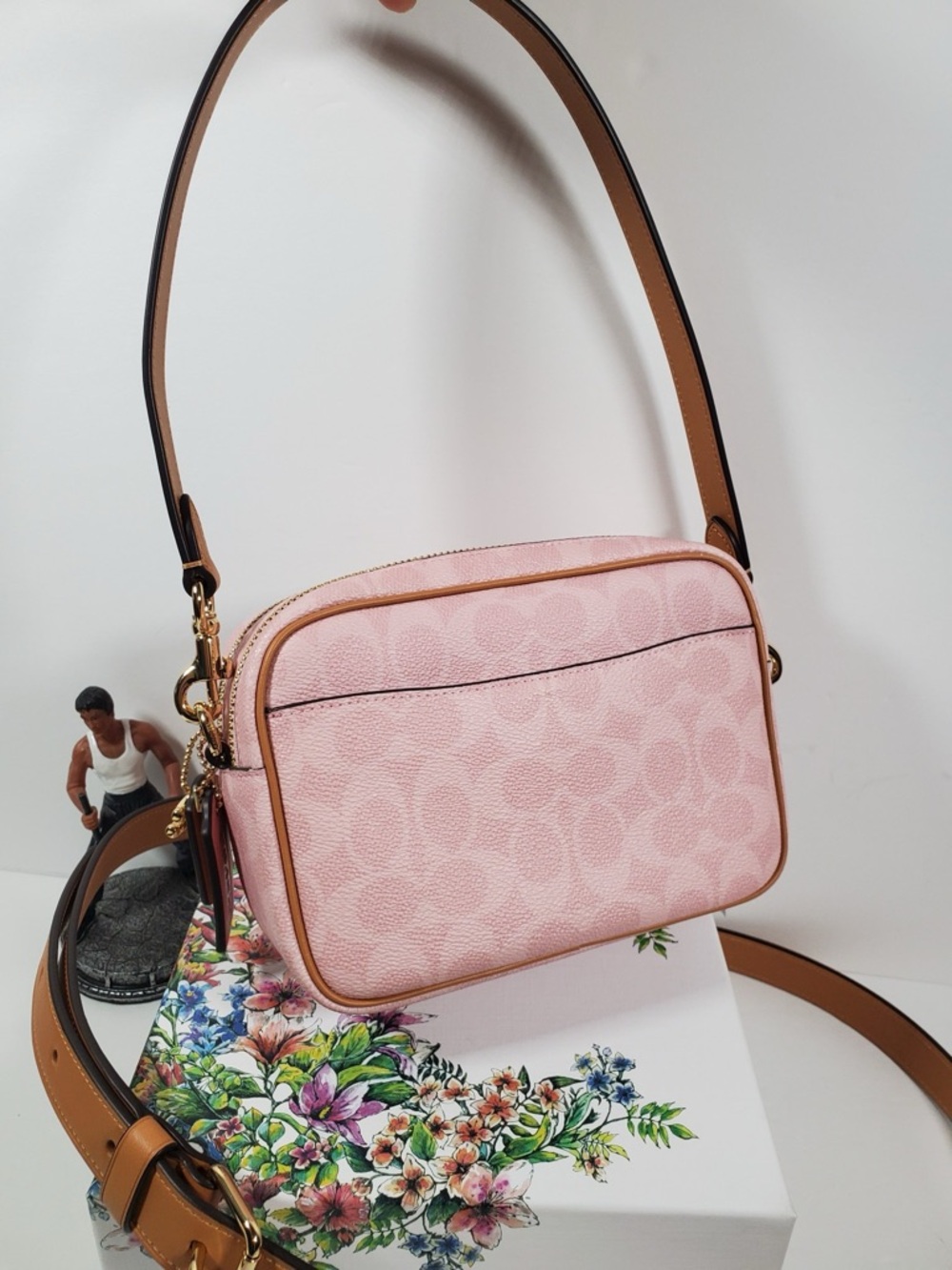 NWT Coach Powder Pink Mini Carey Crossbody Bag in Signature Canvas - Picture 6 of 13